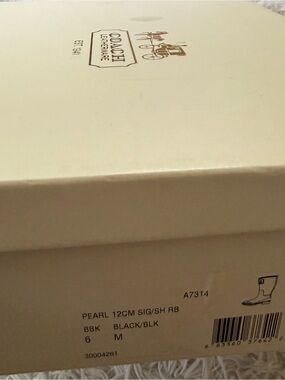 Coach Pearl Black Signature Shiny Rubber Rain Boots Size 6
